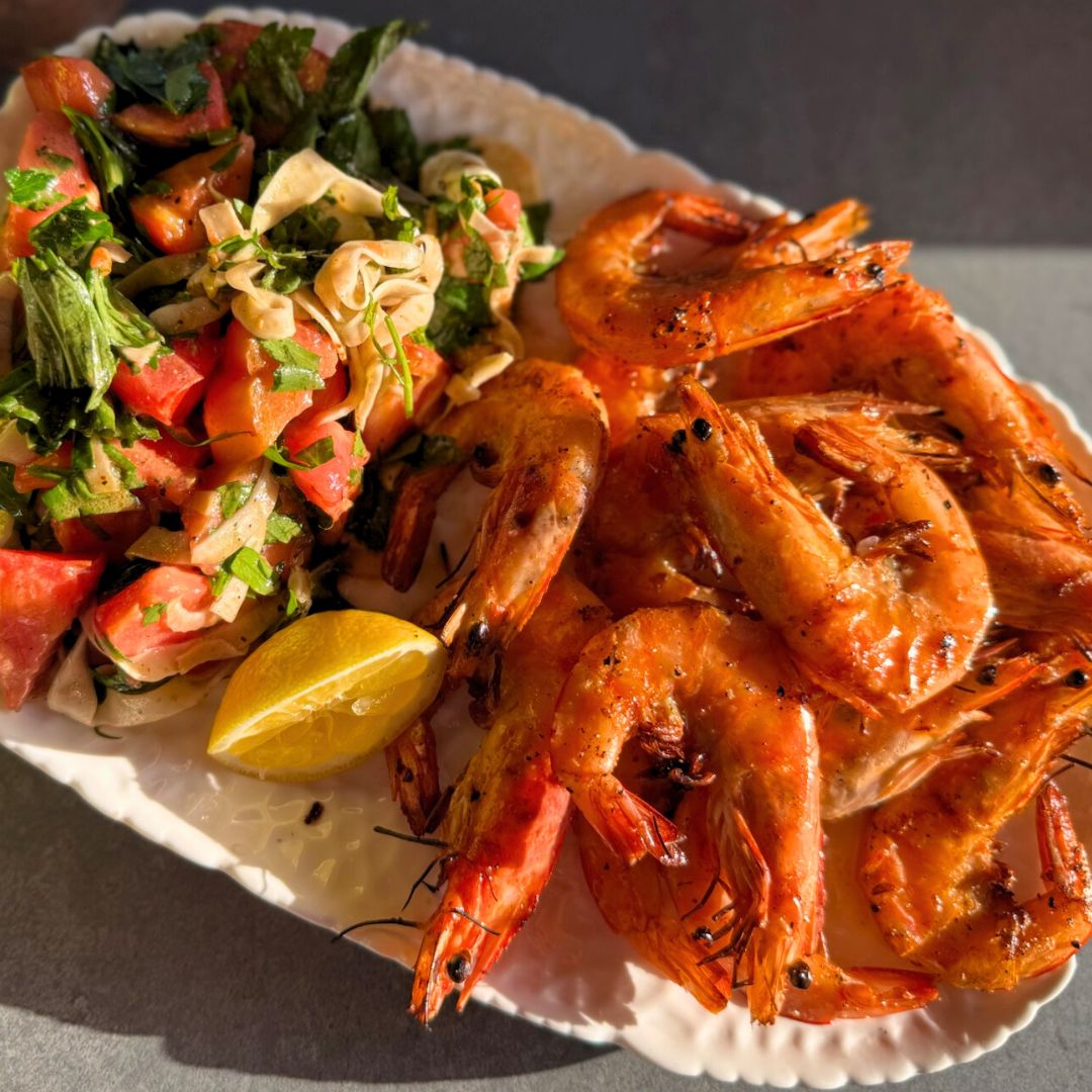 Grilled Shrimp with Herby Tomato-Fennel Salad